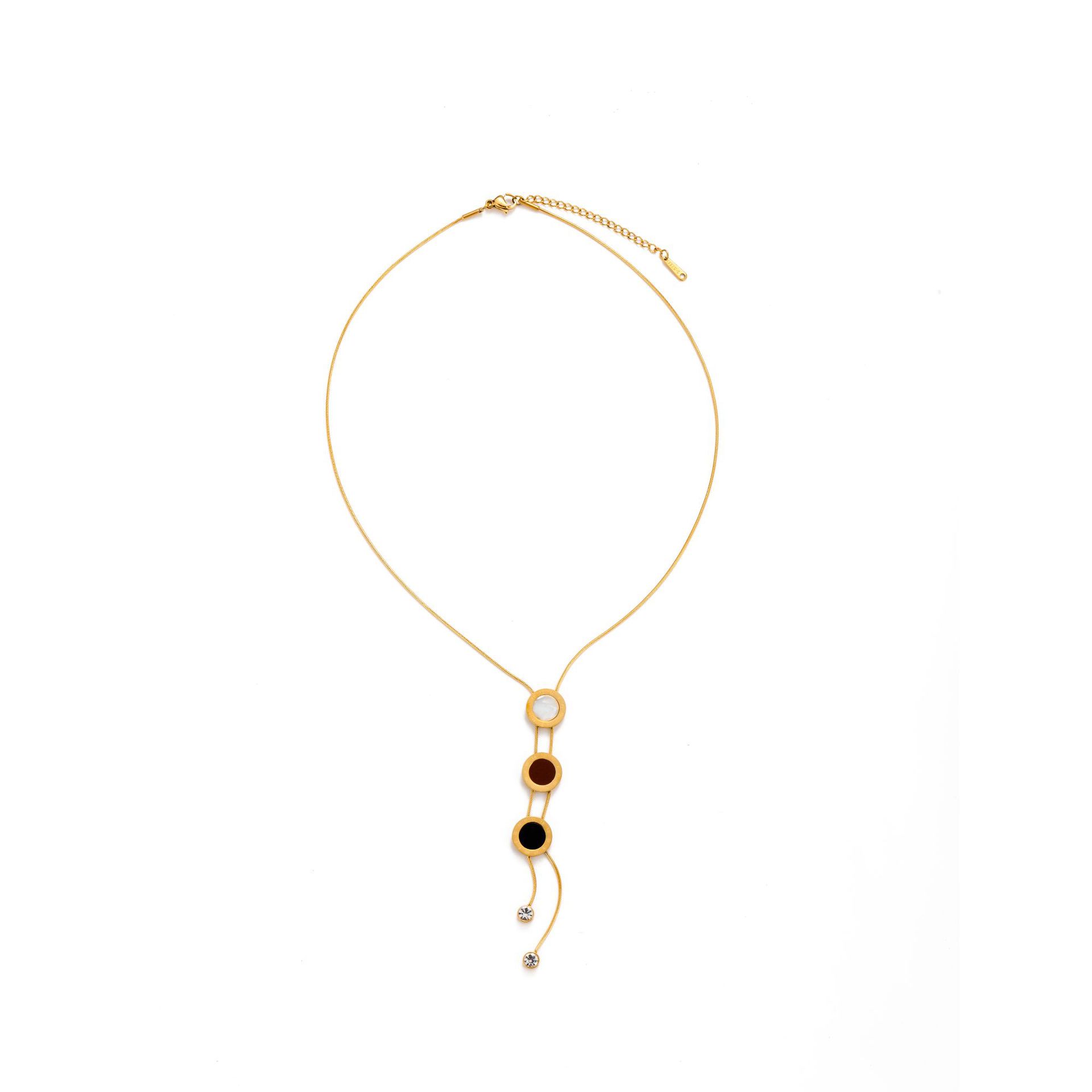 Fashion Letter Titanium Steel Plating Shell Zircon Pendant Necklace 1 Piece