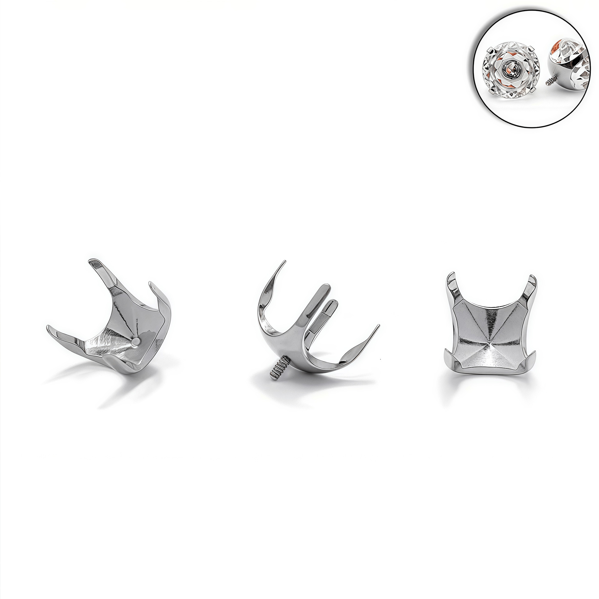 F136 Titanium 8mm Round Bottom Four-Prong Empty Setting DIY Claw Setting Eight-Sided Rose-Cut Zircon G23 Titanium Alloy Jewelry detail image 8