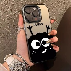 開心煤球適用iPhone15promax手機殼蘋果14plus高級感可愛氣質硬殼