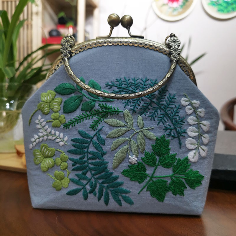 Bolso de mano bordado DIY, con estructura metálica, estilo Lu, artesanal, al por mayor