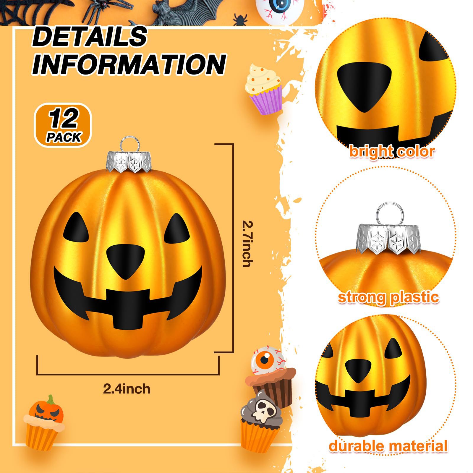 Fabricantes de 12 calabazas de plástico sonrientes de Halloween en stock transfronterizo colgantes decorativos regalos de atmósfera de Halloween