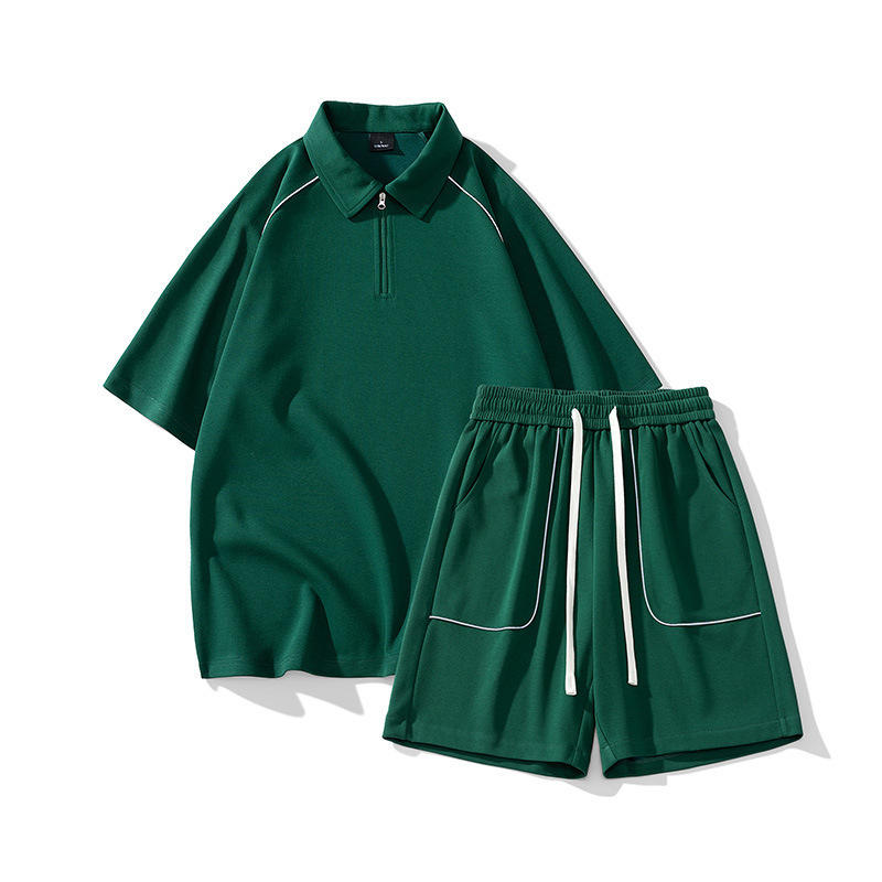 Camiseta polo de manga corta para hombre de verano estilo de puerto relajado juego de dos piezas de deporte casual con un guapo conjunto de ropa