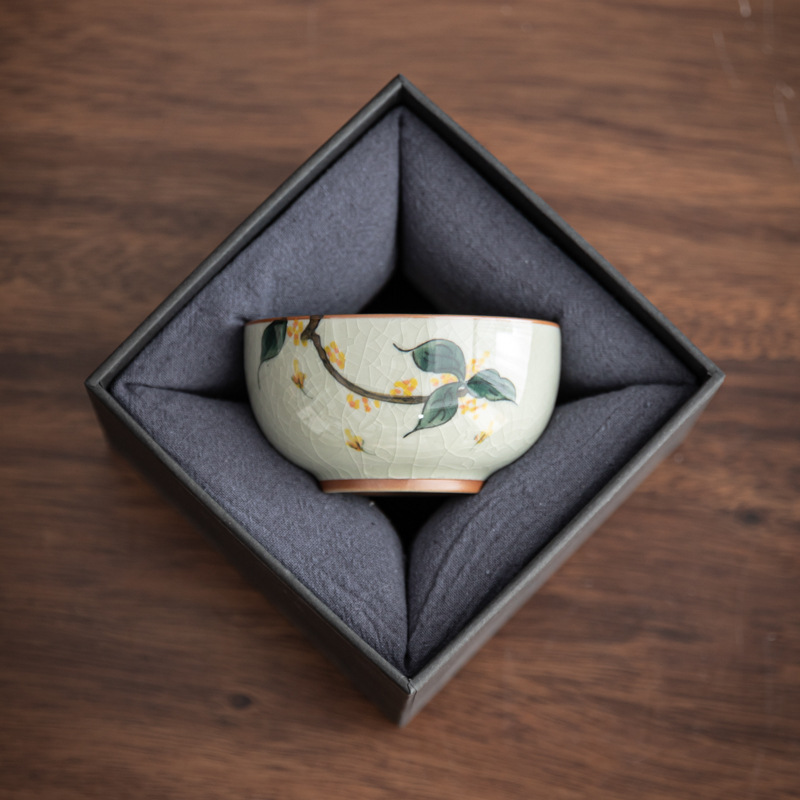 Geyao 티 컵 쿵푸 티 세트 손으로 그린 세라믹 마스터 컵 오픈 유약 대형 차 그릇 선물 상자 비즈니스 선물