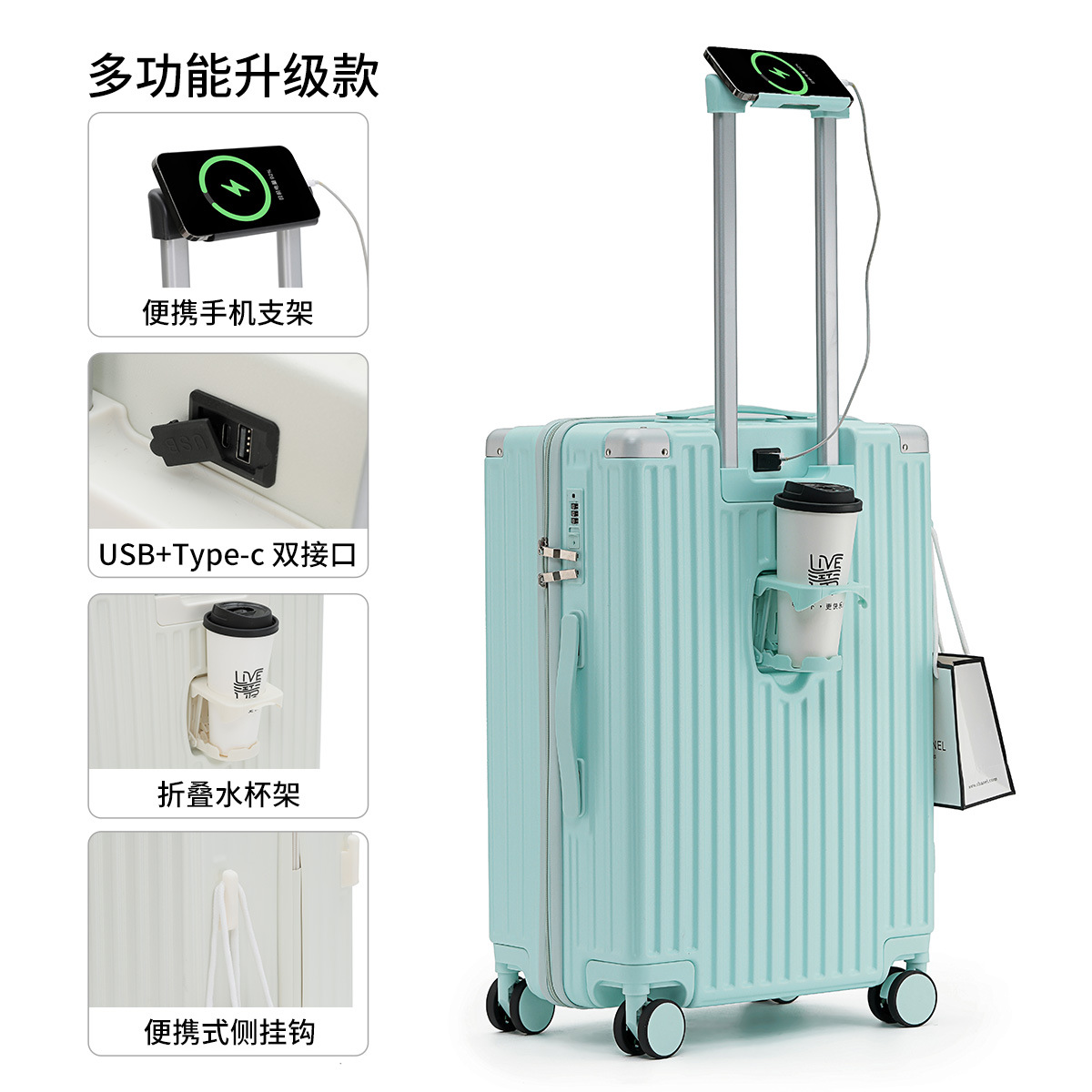 Maleta de aluminio con marco nuevo, 24 pulgadas, con ruedas universales, maleta de 26 pulgadas para hombre y mujer, 20 pulgadas, con contraseña para embarque, maleta de cuero de 28 pulgadas