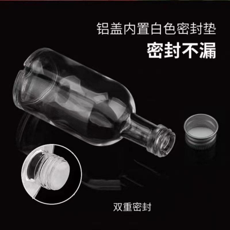 Stock 50ml 100ml 375ml botellas de vodka botellas de vidrio transparente botellas de licor botellas de medicina