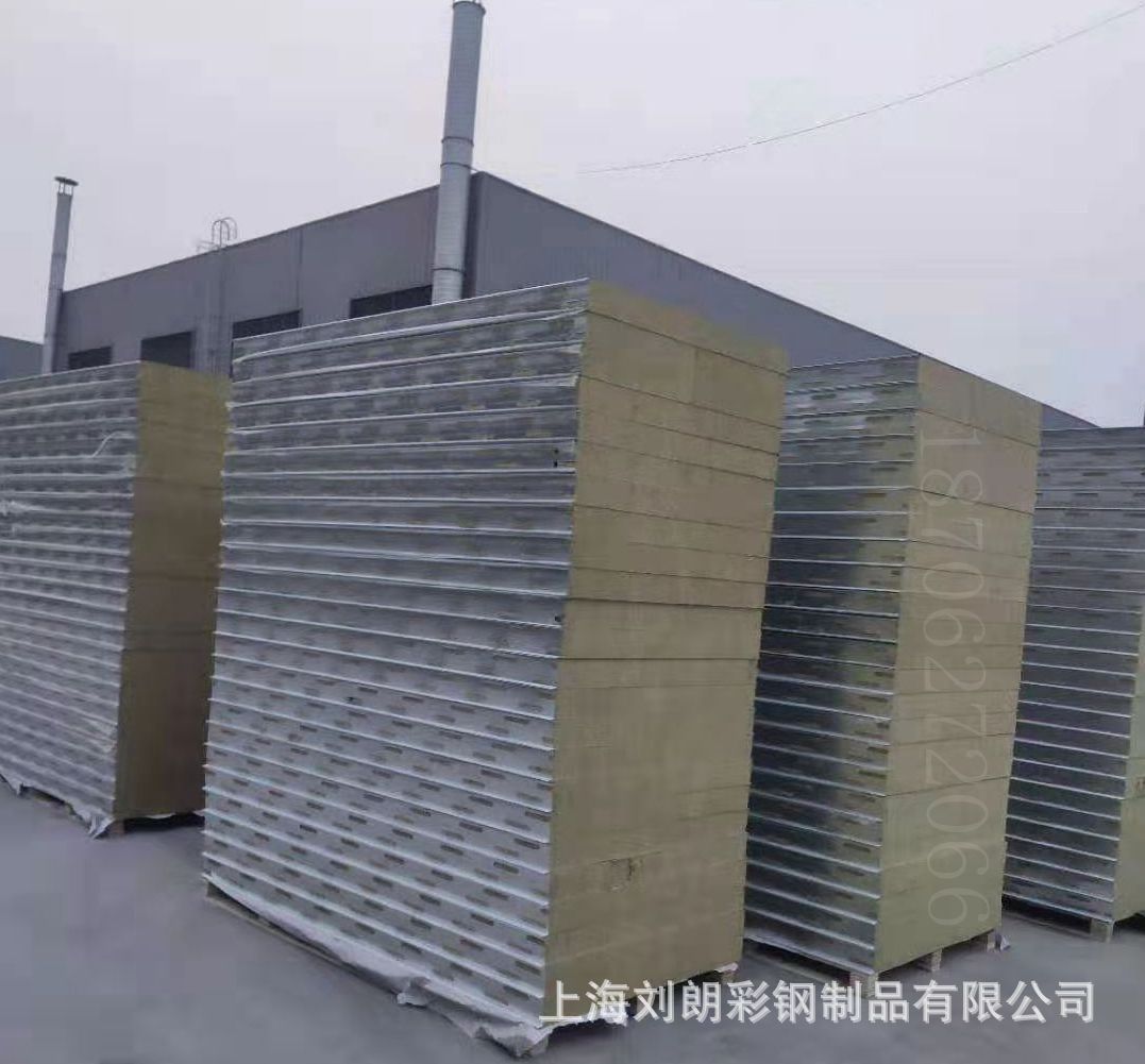 上海彩钢厂家直供岩棉夹芯板、烘道岩棉夹芯板、防火阻燃