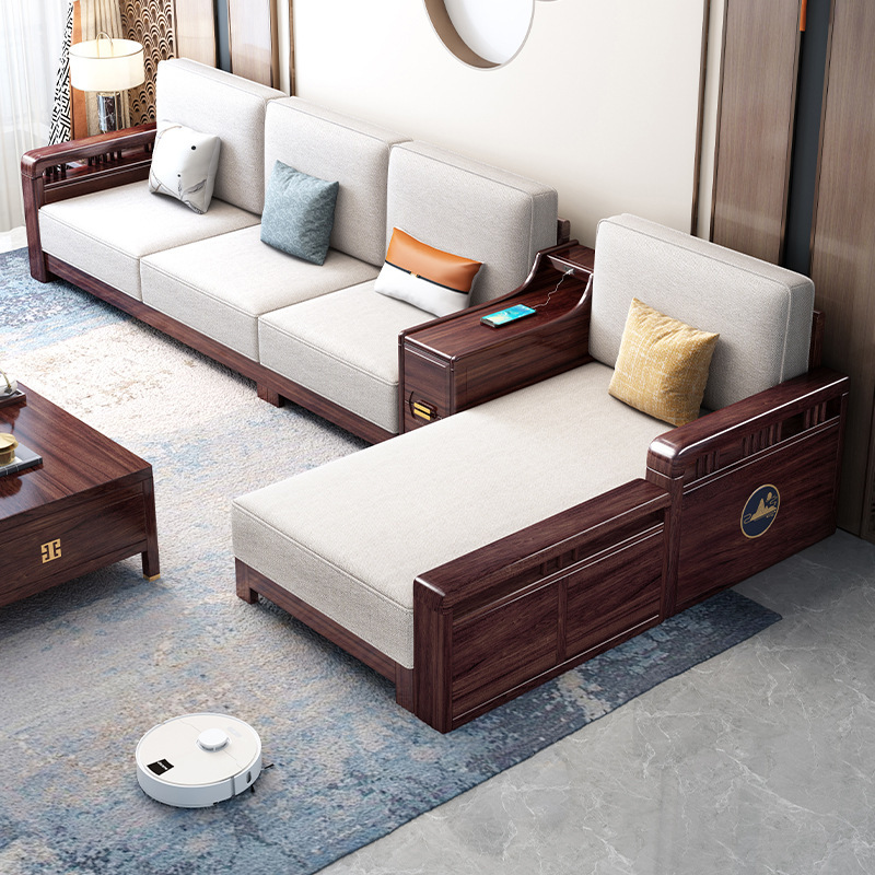 Nuevo sofá chino de madera sólida sofá combinación de hogar simple gran casa de madera sólida muebles de sala de estar