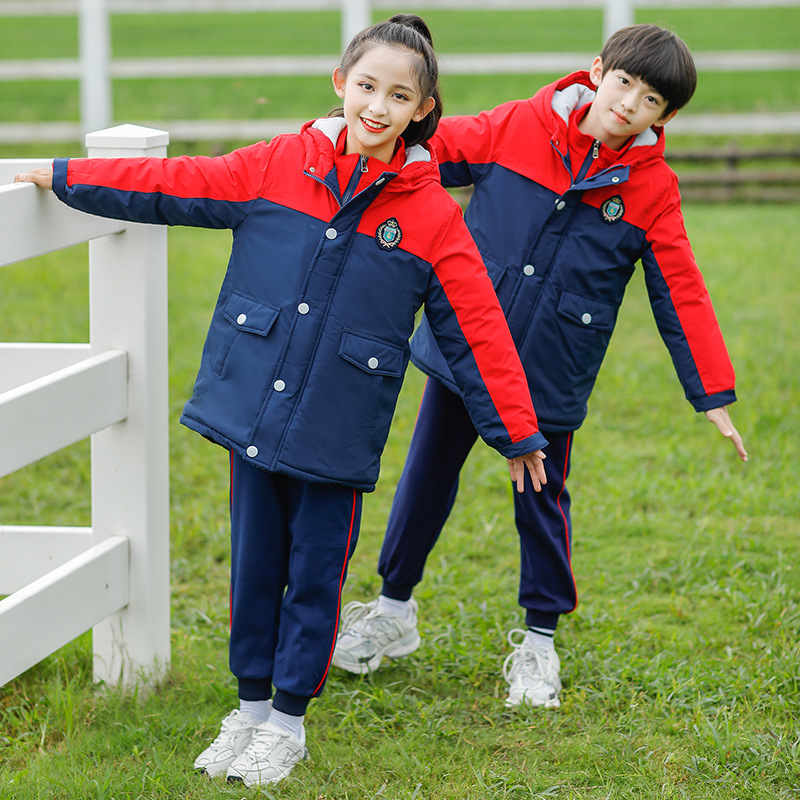 一年級小學生校服冬季套裝英倫風加厚棉衣兒童班服冬裝三件套藏青