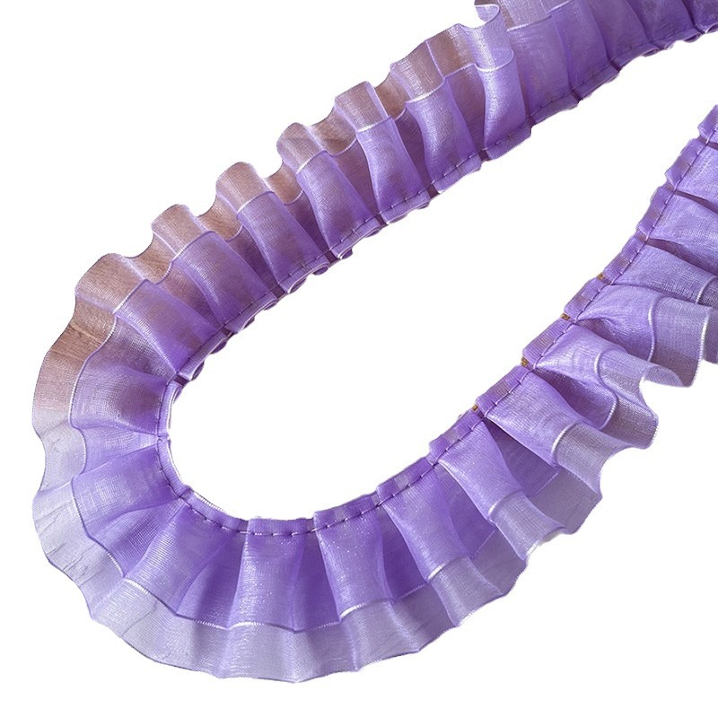 Doble capa de nieve púrpura con accesorios de encaje pleja de lótus borde cuello puño ropa hecha a mano DIY material