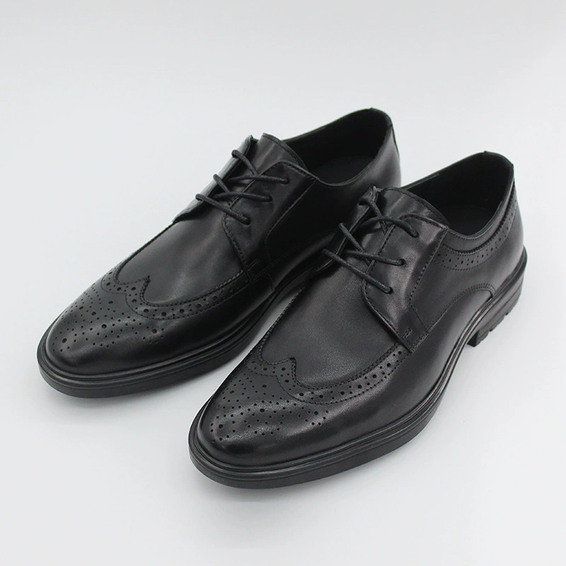 Бизнес кожаная обувь мужская весна и осень натуральная кожа с острым кончиком высокого уровня ретро Буллок резная шнуровка для увеличения обуви дерби