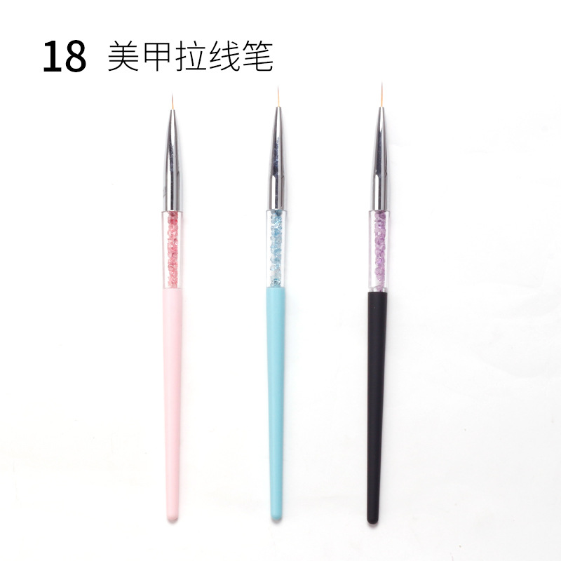 Cruz-frontera manicura 15 piezas conjunto pluma de fototerapia pluma de cristal pluma de silicona taladro de la pluma dibujo línea pintura cepillo colección