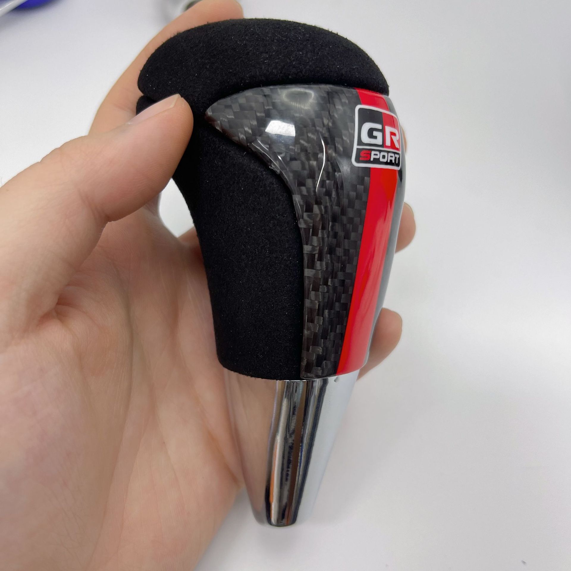 Car modification carbon fiber gear head universal leather automatic shift lever handball wave stick head gear shift handle head