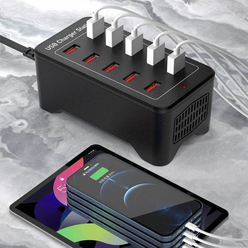 Хит продаж: USB-зарядное 50W на 10 портов с вентилятором охлаждения, поддержка зарядки 5V 1A/2A/2.4A, для оживлённой вечеринки