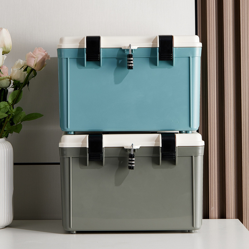 パスワード収納ボックスオフィスファイル貴重品ロック保管ボックスプラスチック家庭用証明書ロック付き収納ボックス|undefined