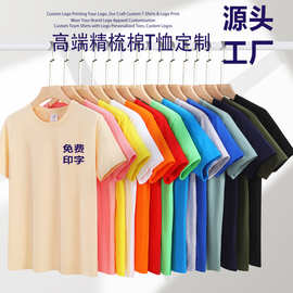 批发t恤定制工作服印字logo图聚会班服圆领短袖工服diy广告文化衫