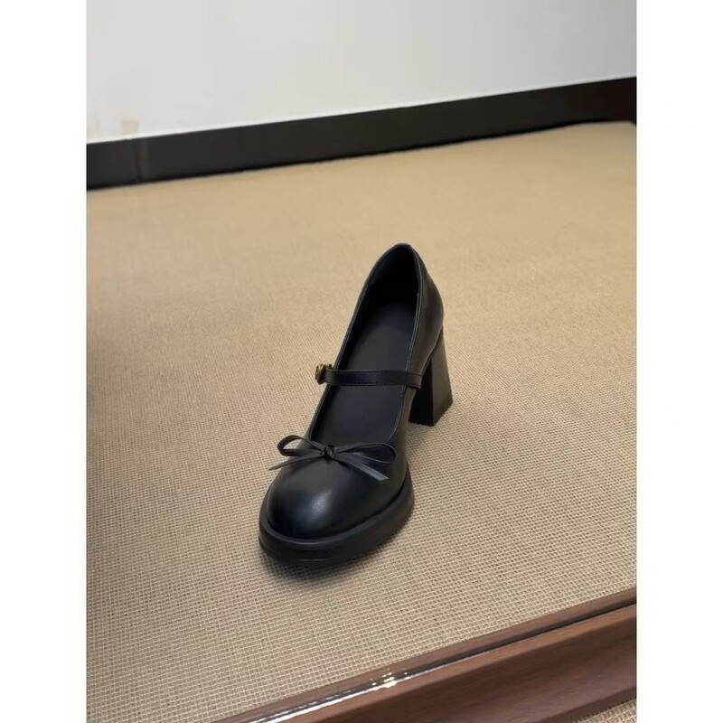 2026 New Style Round-Toe Shallow Mouth 5-7cm Genuine Leather Camellia Loafers for Women with Butterfly Knot High Heels 2026 New Style Round-Toe Shallow Mouth 5-7cm Genuine Leather Camellia Loafers for Women with Butterfly Knot High Heels