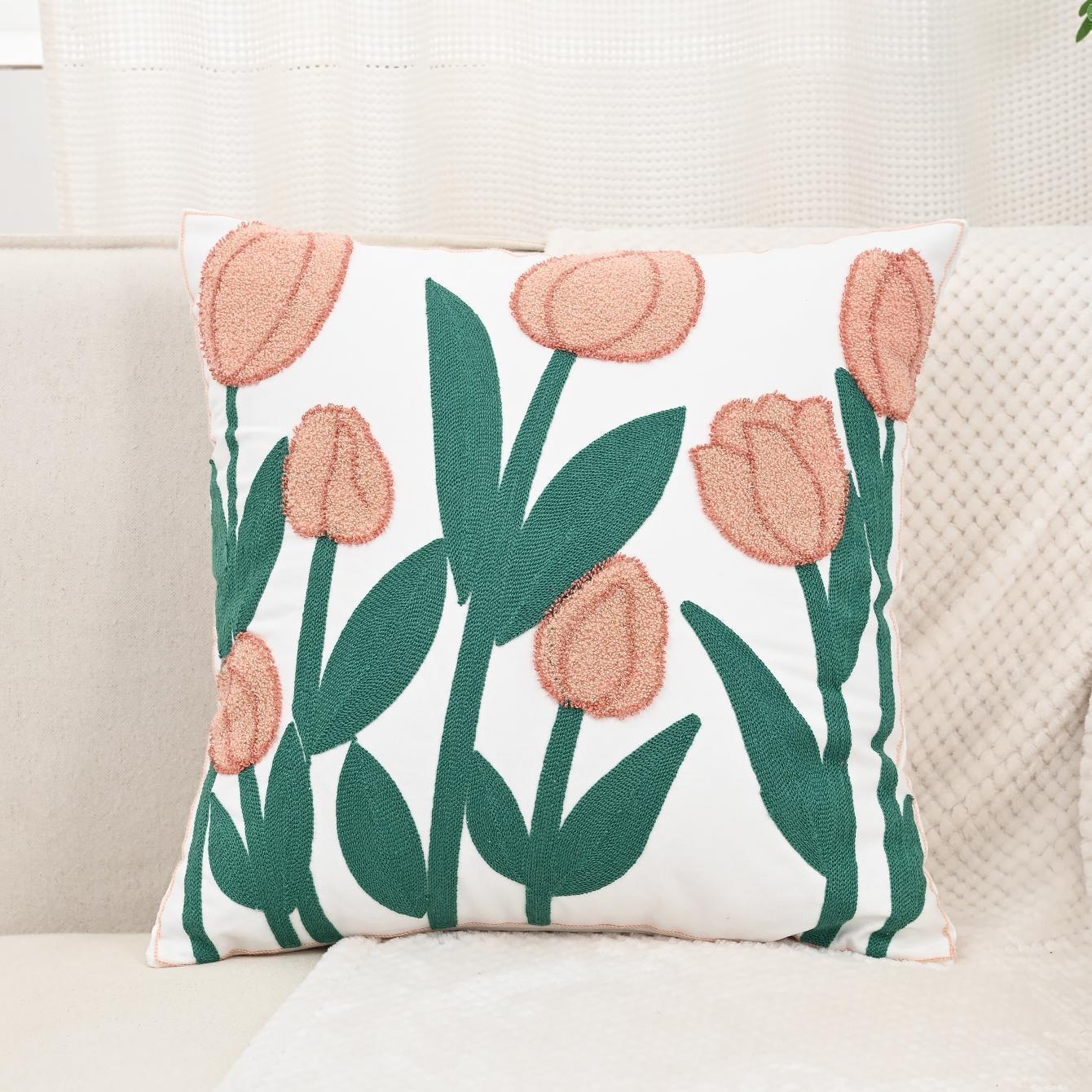 Nordic ins sala de estar toalla bordada sofá almohada cojín pequeño modelo fresco habitación almohada de respaldo de cabecera funda de almohada