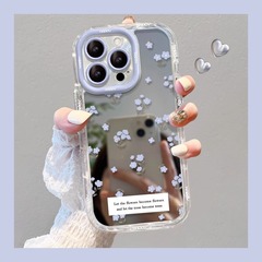 インスタイルの紫色の小花は、Apple 15promax 携帯電話ケース iPhone14plus ミラー 16/13 に適しています。