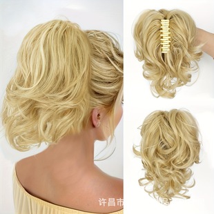 European and American wig ponytail women's grab clip waterfall roll ponytail fountain fluffy light high cranial top big wave ponytail hair