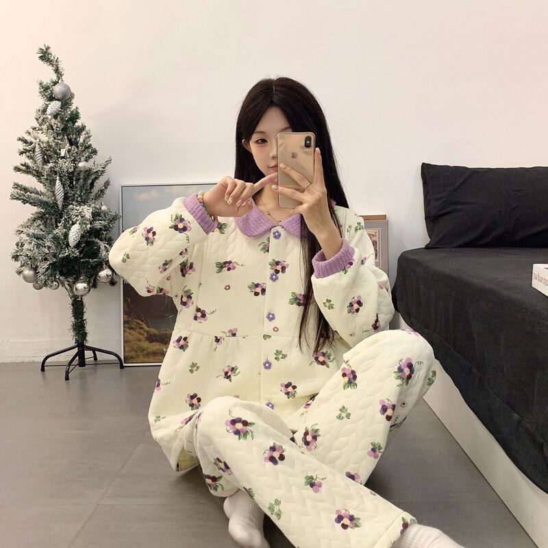 Xiyue Autumn and Winter New Style Laminated Air Cotton Thickeneded Postpartum Clothing with Breast Pads for Postpartum Women to Sit in Confinement and Postpartum Breastfeeding Pajamas Xiyue Autumn and Winter New Style Laminated Air Cotton Thickeneded Postpartum Clothing with Breast Pads for Postpartum Women to Sit in Confinement and Postpartum Breastfeeding Pajamas