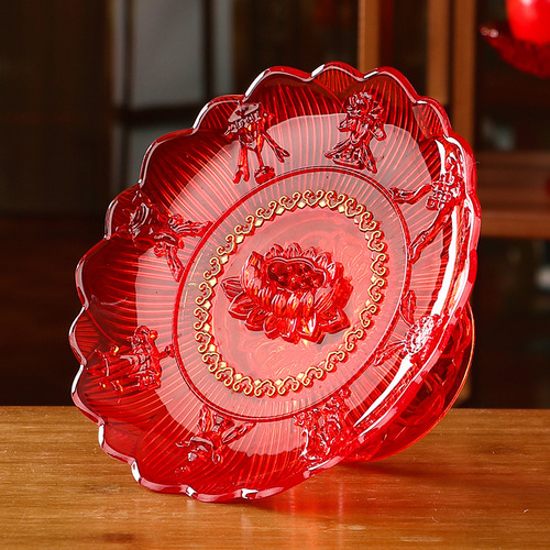 Glazed lotus fruit plate, tribute plate, fruit plate, Guanyin offering plate in front of Buddha, living room decorations, household offering fruit plate, Buddha utensils