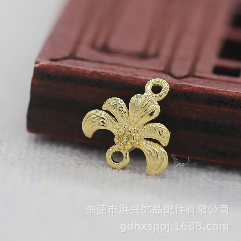 Hongxing DIY Jewelry Copper 24K Gold Color-Preserving 9*9mm Tassel Double Pendant Connector Mini Hairpin Accessories B1482