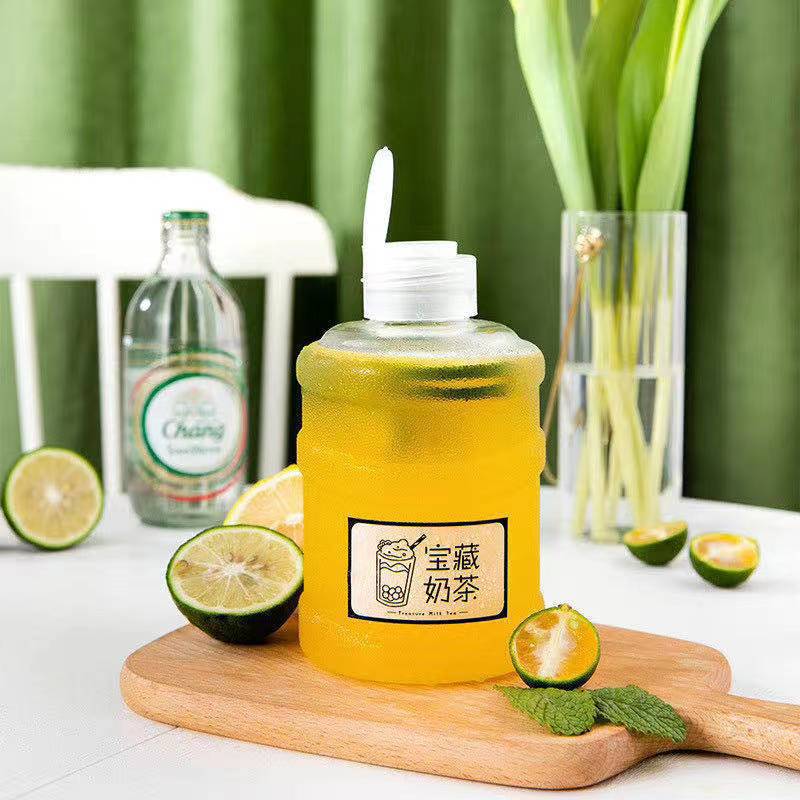 500ml迷你拉环盖水桶瓶奶茶瓶一次性果汁冷泡饮料瓶PET塑料瓶