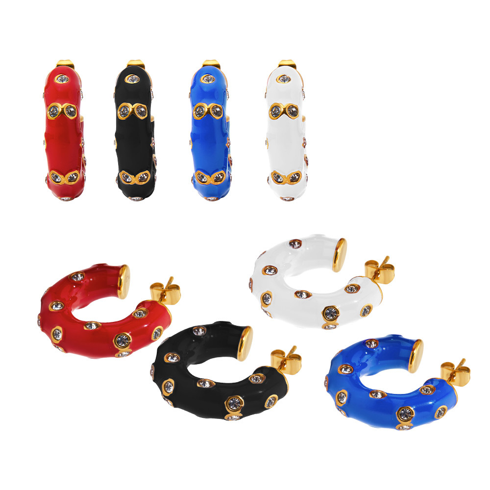 1 Pair Quantity Holiday, Daily Occasion 304 Stainless Steel Material 1 Pair Casual Simple Style Geometric 304 Stainless Steel 16K Gold Plated White Gold Plated Gold Plated Ear Studs