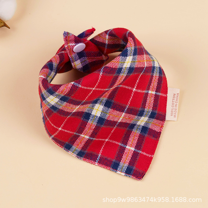 Bebé de algodón bebé babero triángulo BiB Snap de doble capa babero recién nacido niños bufanda a cuadros cuatro estaciones