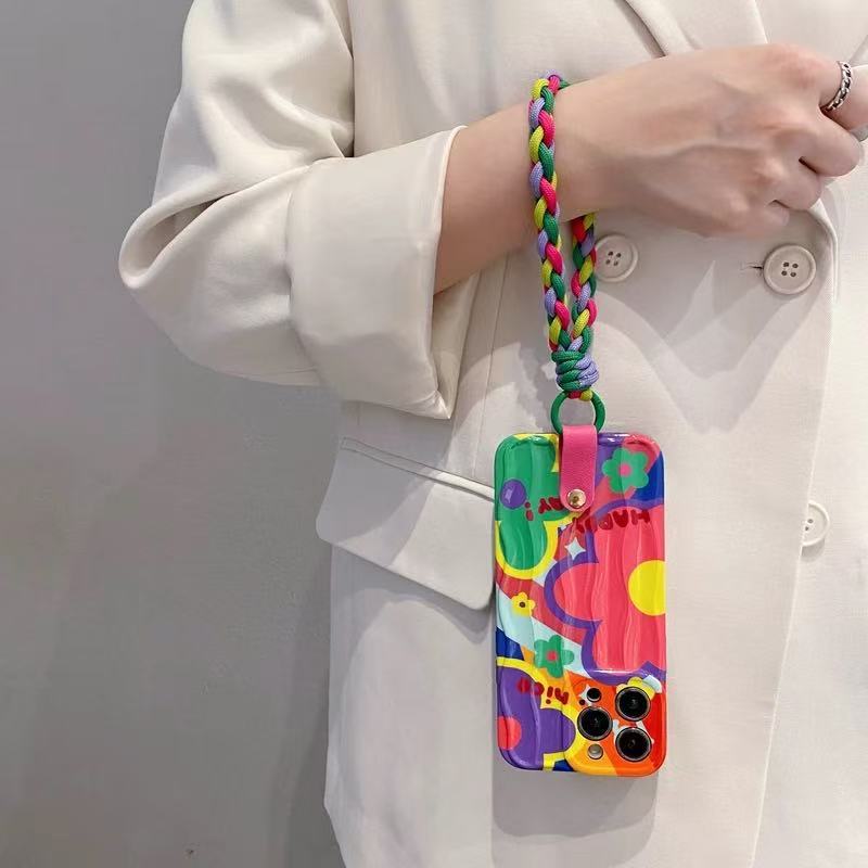 Flor de color dopamina iPhone16ProMax mensajero 15 funda para teléfono móvil para Apple 13 femenino 14 nuevo 16