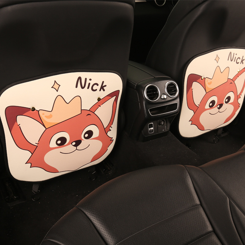 Women's cute cartoon car seat back anti-kick cushion car seat back anti-fouling cushion long short optional