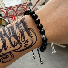 外贸环保饰品黑玛瑙珠子手链原创手工制作男式时尚编织手链