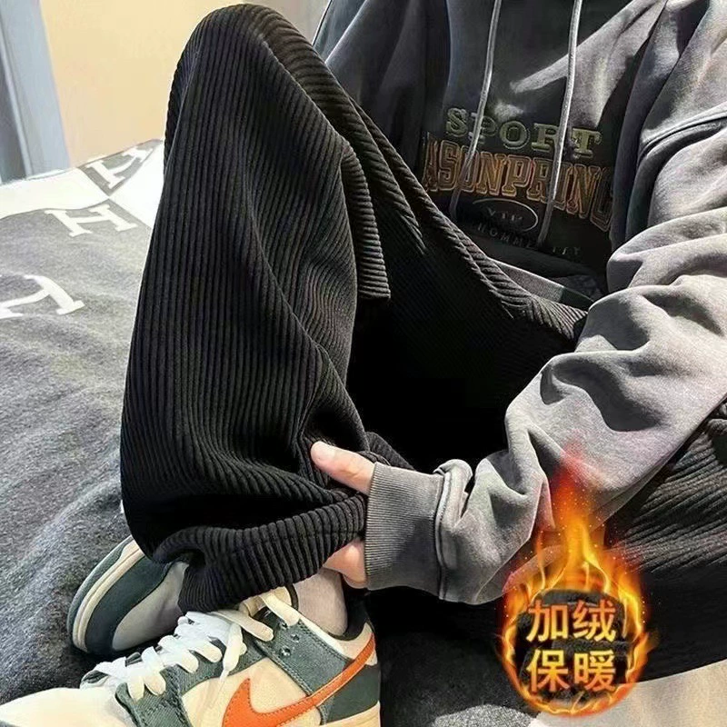 Американские вельветовые брюки мужские осенние и зимние бархатные свободные прямые брюки широкие мужские брюки повседневные брюки мужские модели