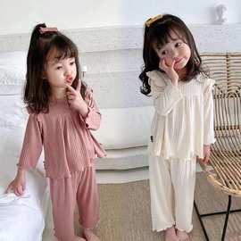 女童睡衣春秋款2024新款小女孩家居服套装儿童冰丝空调服两件套薄