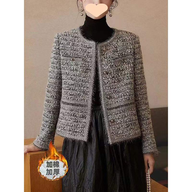 高级感重工编织小香风粗花呢短款外套女春秋新款气质轻奢显瘦上衣|undefined
