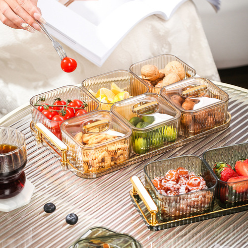Dried fruit plate light luxury creative food grade fruit plate with lid household nut candy snack plate tea snack plate snack plate