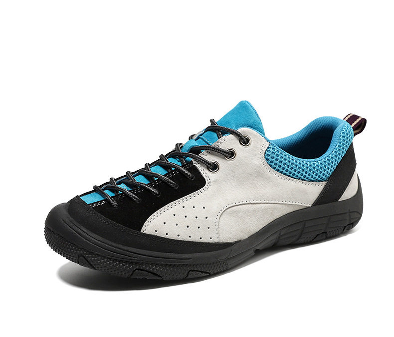 Giày leo núi da lộn cổ thấp thoáng khí bốn mùa, đế bằng — 22033 kaki, 22033 màu xanh lam chi tiết 30