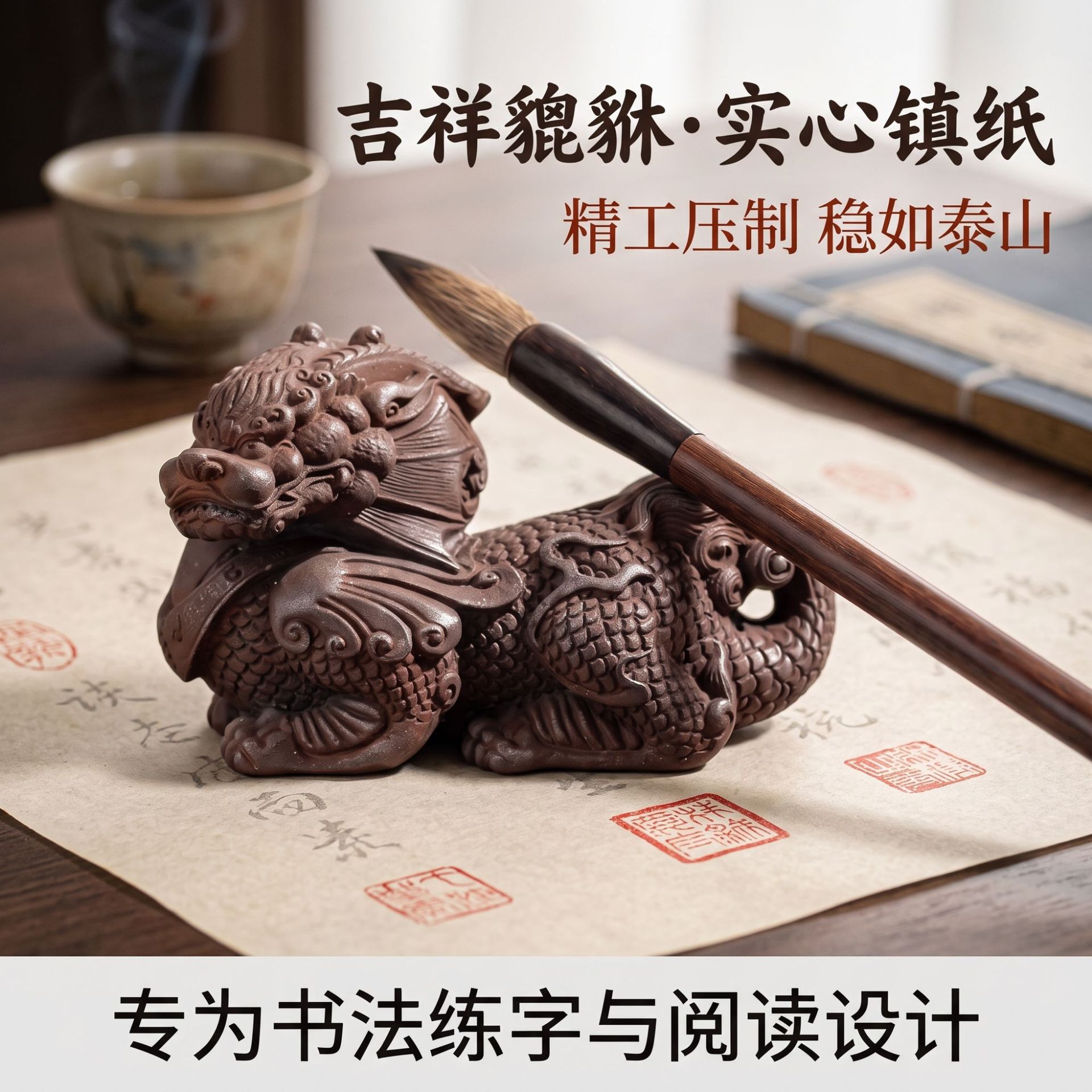 仿古鑄鐵神獸擺件麒麟貔貅創意招財小擺件復古旺宅茶幾茶寵鐵銹|咖啡
