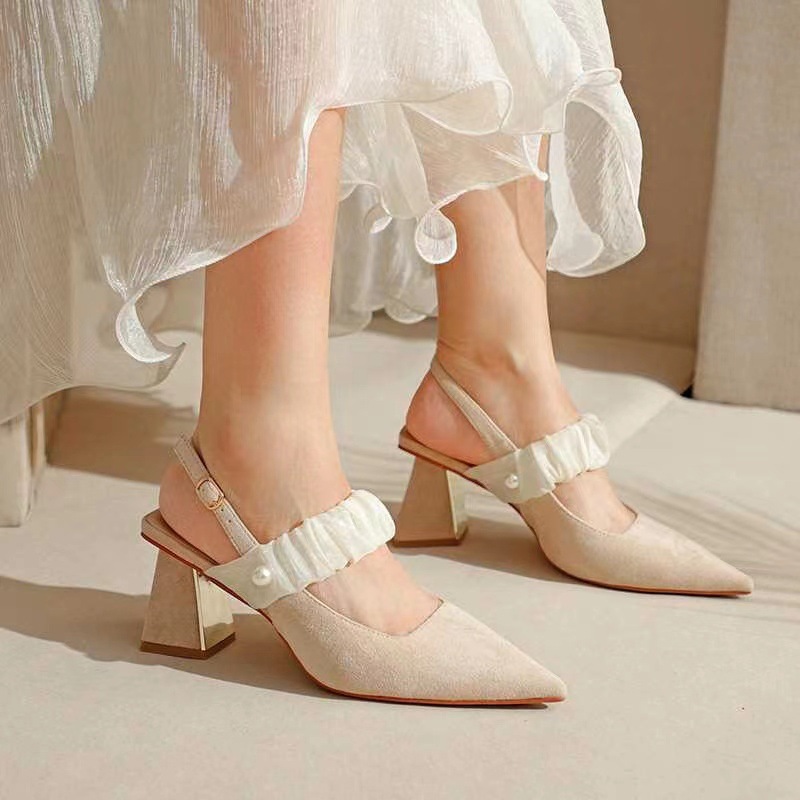 Franse hoge hakken dames bovenkleding 2023 zomer nieuwe mode veelzijdige comfortabele superzachte riem met één woord gesp en rok_voghion.com