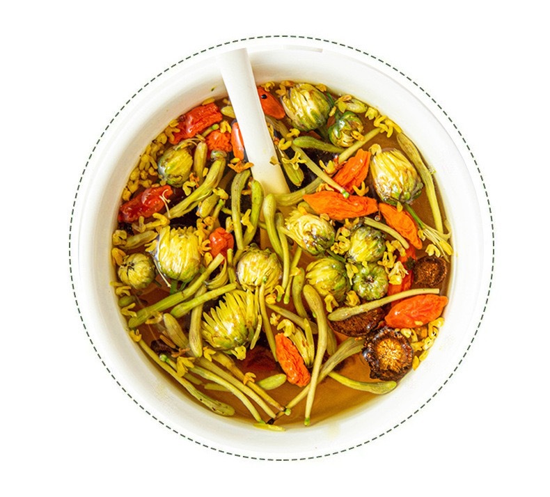 Chrysanthemum Goji Herbal Tea Ju Hua Gou Qi Cha 15 Tea Bags 150g Hot Brew Blend in use