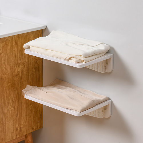Kitchen wall storage one-word partition wall-mounted foldable storage rack without punching bathroom wall storage board
