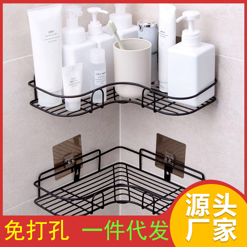 Bathroom triangle storage rack without p...