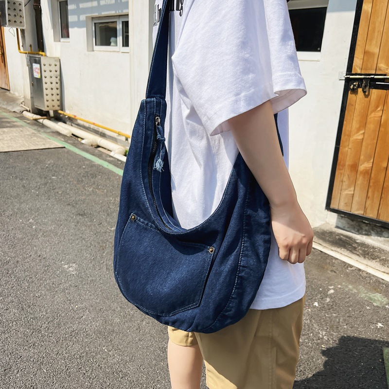 2024 verano nuevo estilo literario y artístico de gran capacidad denim señoras bolso diagonal de un solo hombro casual bolso tote de todo fósforo al por mayor