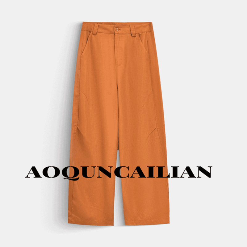 Summer Comfortable Breathable Linen Wide-Leg Pants for Women, Fashionable Designer Style, Versatile High-Waisted Straight Casual Long Pants