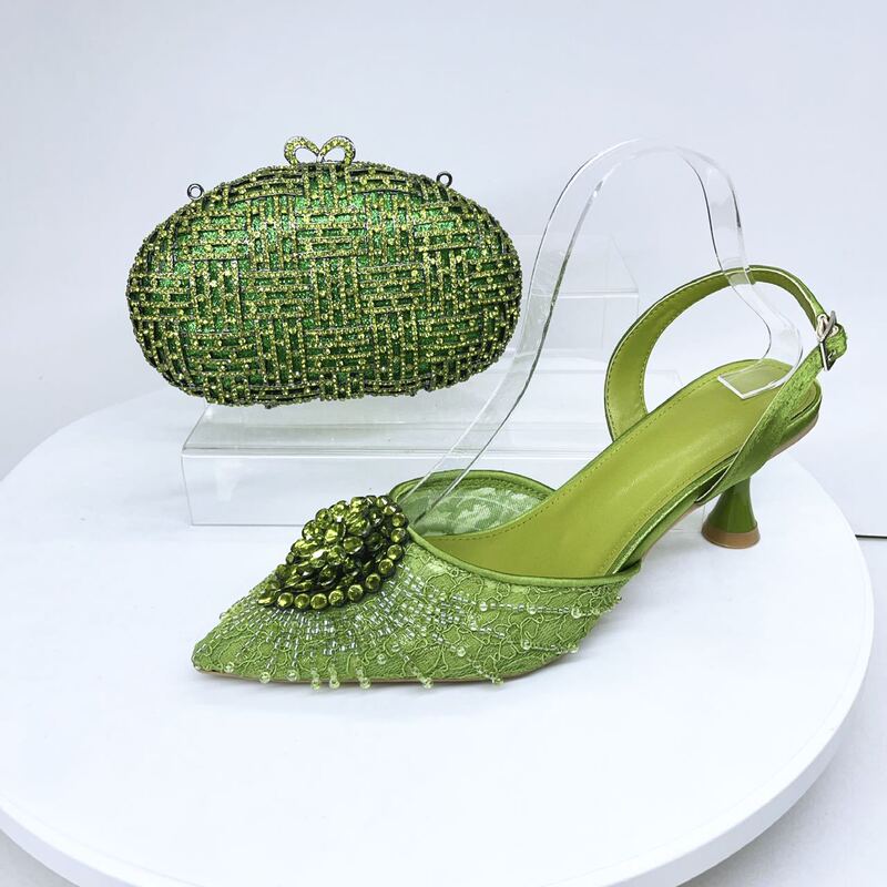 Lady Shoes Wedding Banquet Bridal Shoes Rhinestone Lace Stiletto Sandals Summer New Italian Design Women's Shoes