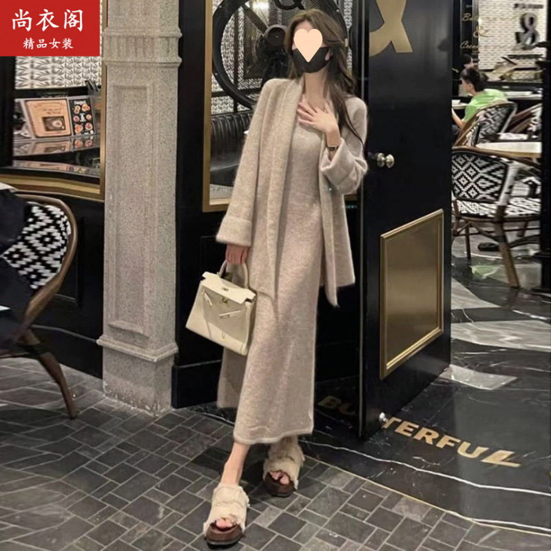 搭配一整套装女2025秋冬新款外套针织连衣裙宽松慵懒风长款两件套|undefined