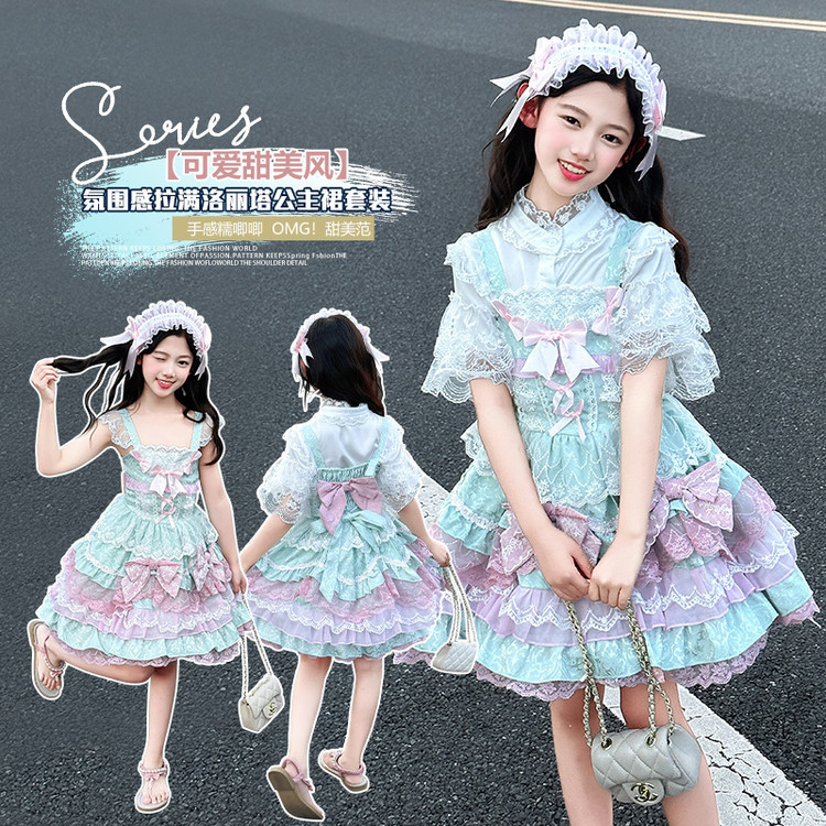 Girls' Birthday Dress 2026 Four Seasons Children's Sweet Puffy Dress for Older Kids Everyday Style Lolita