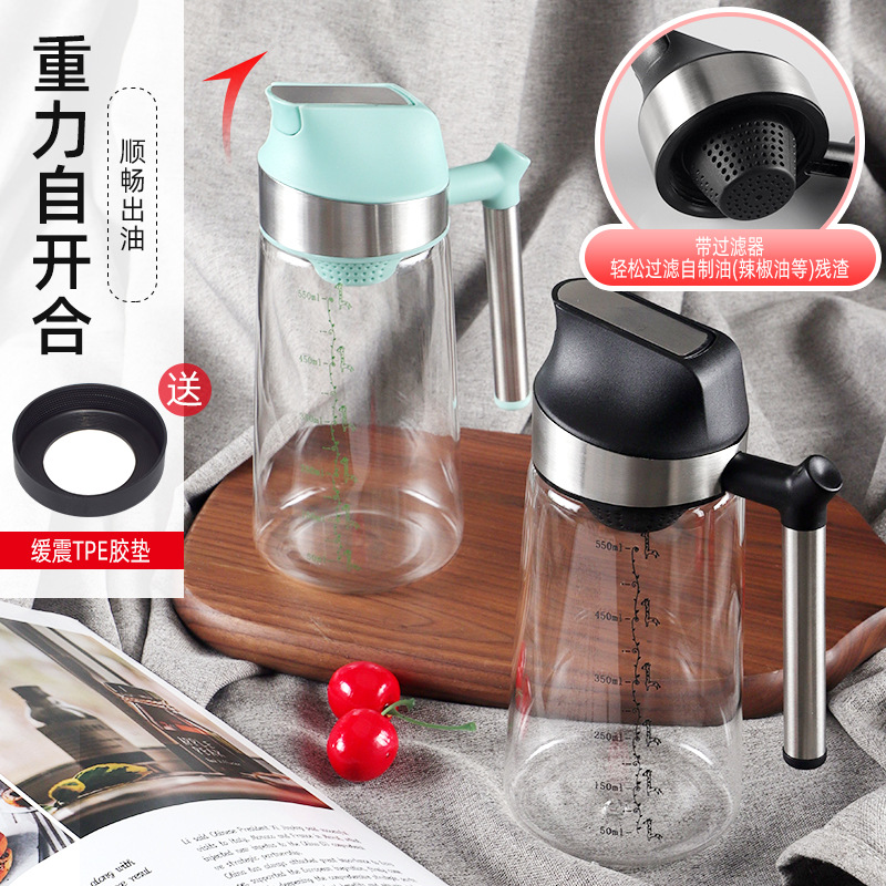 Olla de filtro de aceite de alta temperatura resistente gran capacidad de acero inoxidable boquilla de aceite de vidrio productos de cocina filtro de aceite olla auto-Apertura y cierre Nuevo