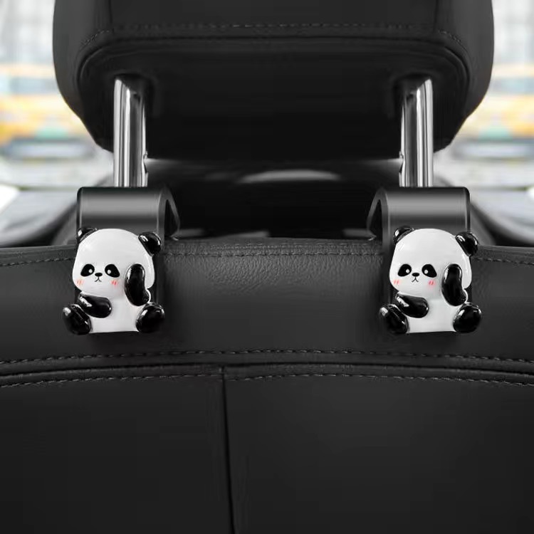 Gancho negro para automóvil Gancho panda de resina asiento trasero asiento para automóvil interior de automóvil asiento trasero creativo