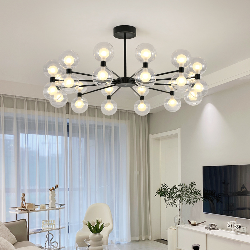 Scandinavian Stylish Living Room Magic Bean Chandelier American Simple Study Eye Protection Lamp Modern Minimalist Bedroom Glass Ball Chandelier Scandinavian Stylish Living Room Magic Bean Chandelier American Simple Study Eye Protection Lamp Modern Minimalist Bedroom Glass Ball Chandelier